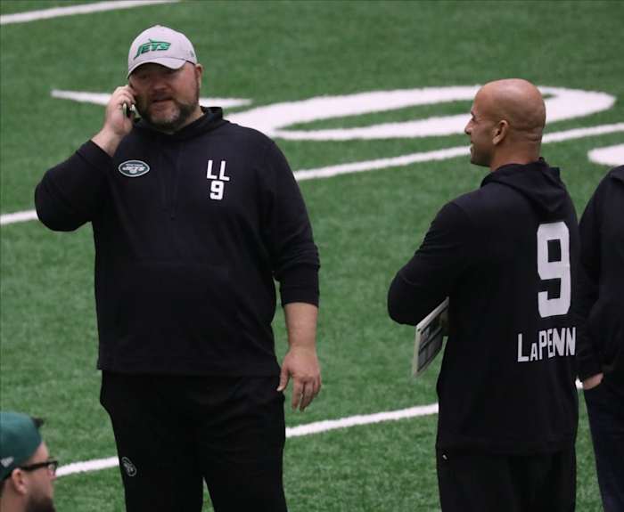 New York Jets GM Joe Douglas on phone with Robert Saleh